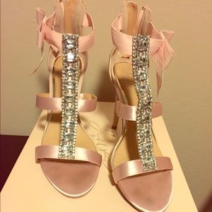 Pink Satin Jewel Badgley Mischka Heels *like NEW*